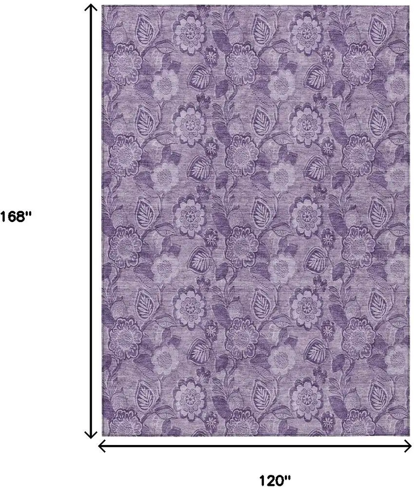 Plum And Purple Floral Washable Indoor Outdoor Area Rug Photo 9