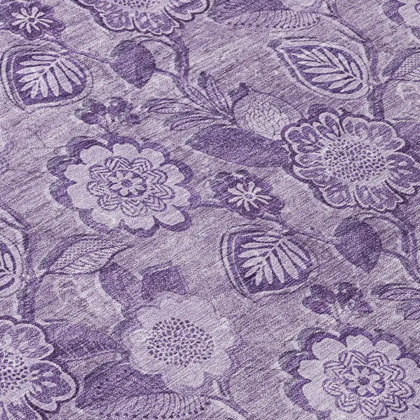 Plum And Purple Floral Washable Indoor Outdoor Area Rug Photo 8
