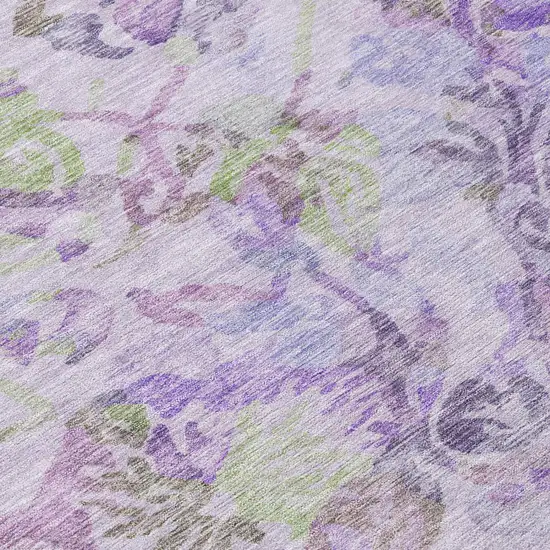 Plum And Purple Floral Washable Indoor Outdoor Area Rug Photo 6
