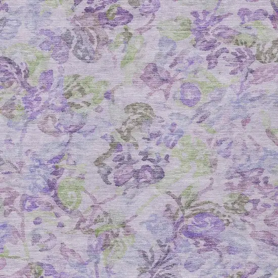 Plum And Purple Floral Washable Indoor Outdoor Area Rug Photo 3