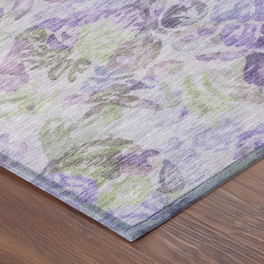 Plum And Purple Floral Washable Indoor Outdoor Area Rug Photo 5