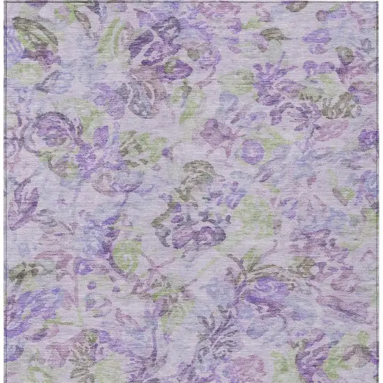 Plum And Purple Floral Washable Indoor Outdoor Area Rug Photo 4