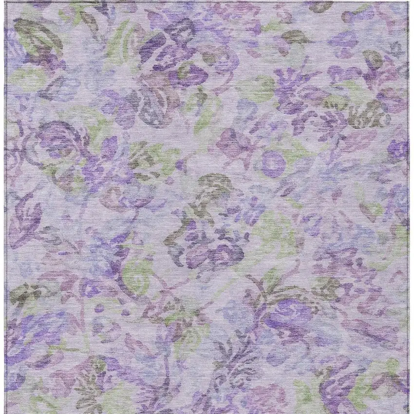 Plum And Purple Floral Washable Indoor Outdoor Area Rug Photo 4