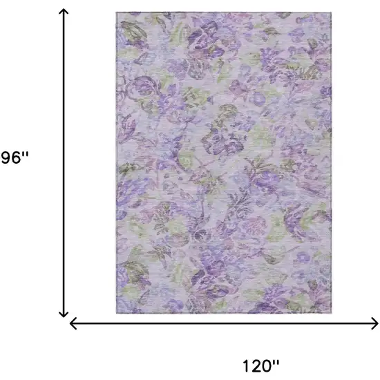 Plum And Purple Floral Washable Indoor Outdoor Area Rug Photo 7