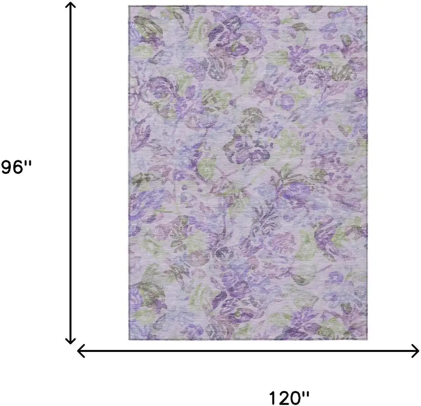 Plum And Purple Floral Washable Indoor Outdoor Area Rug Photo 7