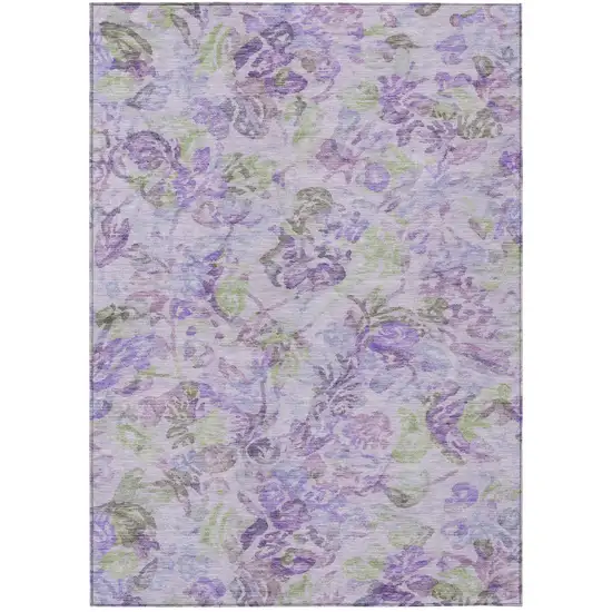Plum And Purple Floral Washable Indoor Outdoor Area Rug Photo 2