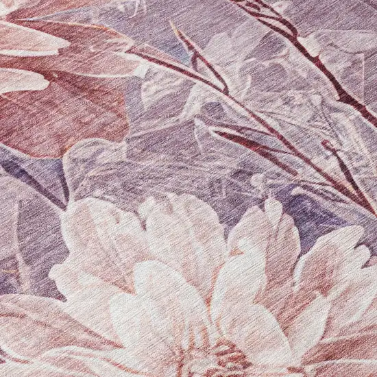 Plum And Purple Floral Washable Indoor Outdoor Area Rug Photo 9