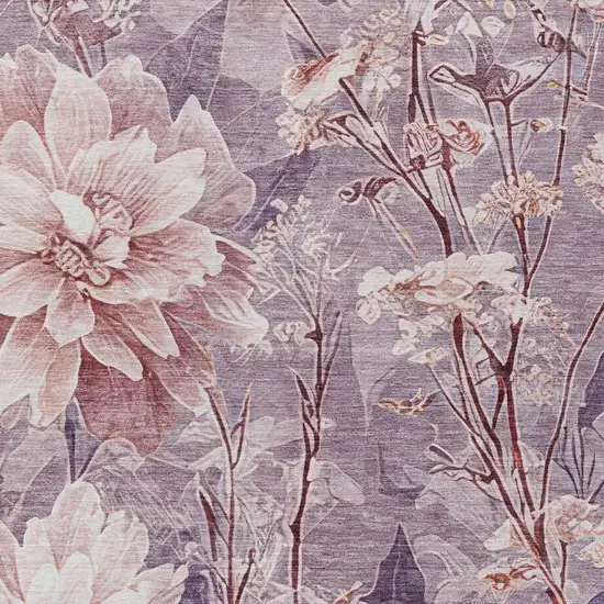 Plum And Purple Floral Washable Indoor Outdoor Area Rug Photo 6