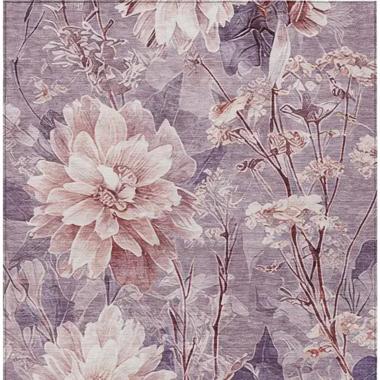 Plum And Purple Floral Washable Indoor Outdoor Area Rug Photo 4