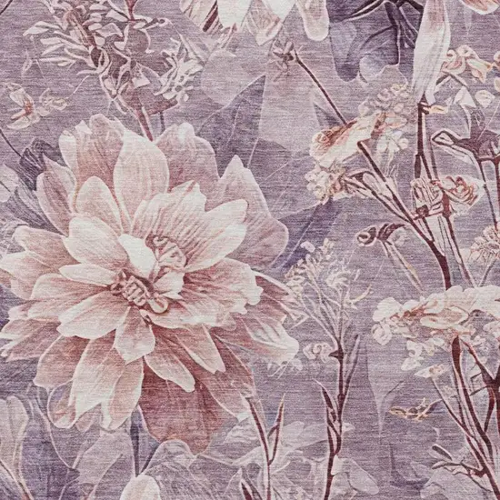 Plum And Purple Floral Washable Indoor Outdoor Area Rug Photo 5
