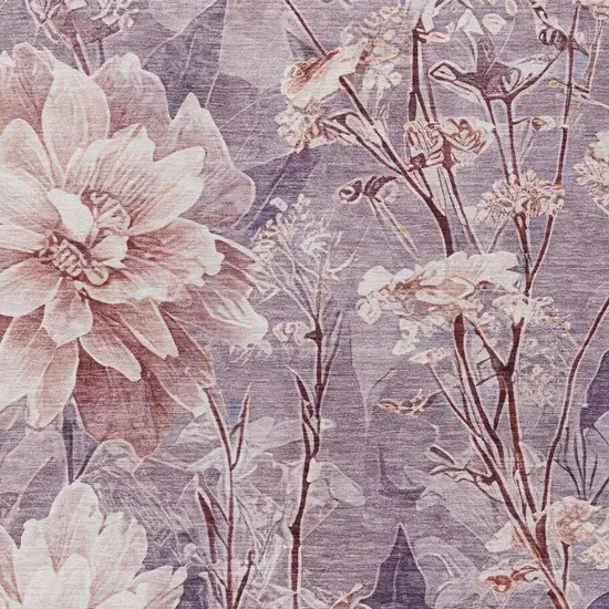 Plum And Purple Floral Washable Indoor Outdoor Area Rug Photo 7