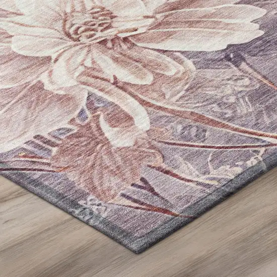 Plum And Purple Floral Washable Indoor Outdoor Area Rug Photo 8