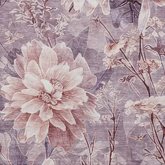 Plum And Purple Floral Washable Indoor Outdoor Area Rug Photo 1