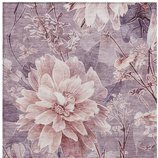 Plum And Purple Floral Washable Indoor Outdoor Area Rug Photo 4
