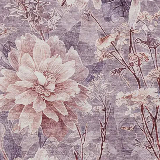 Plum And Purple Floral Washable Indoor Outdoor Area Rug Photo 6