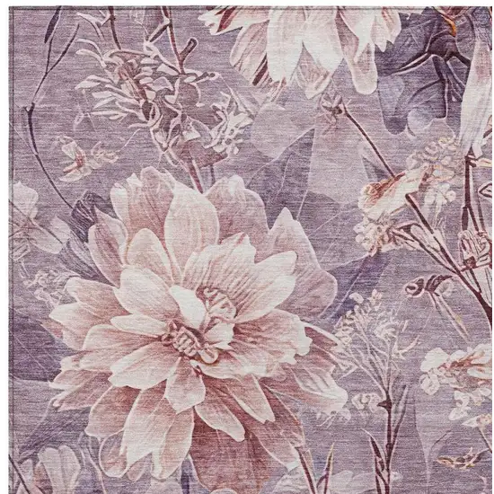 Plum And Purple Floral Washable Indoor Outdoor Area Rug Photo 5