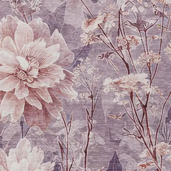 Plum And Purple Floral Washable Indoor Outdoor Area Rug Photo 8