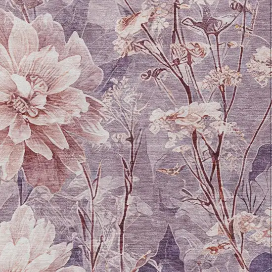 Plum And Purple Floral Washable Indoor Outdoor Area Rug Photo 5