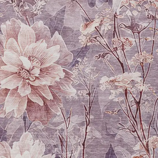 Plum And Purple Floral Washable Indoor Outdoor Area Rug Photo 6