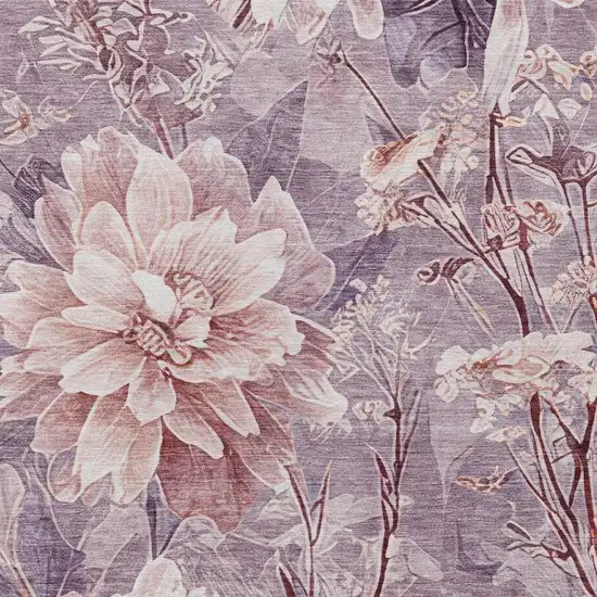 Plum And Purple Floral Washable Indoor Outdoor Area Rug Photo 2