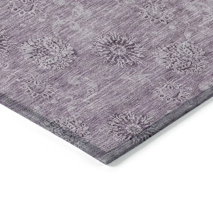 Plum And Purple Floral Washable Indoor Outdoor Area Rug Photo 5