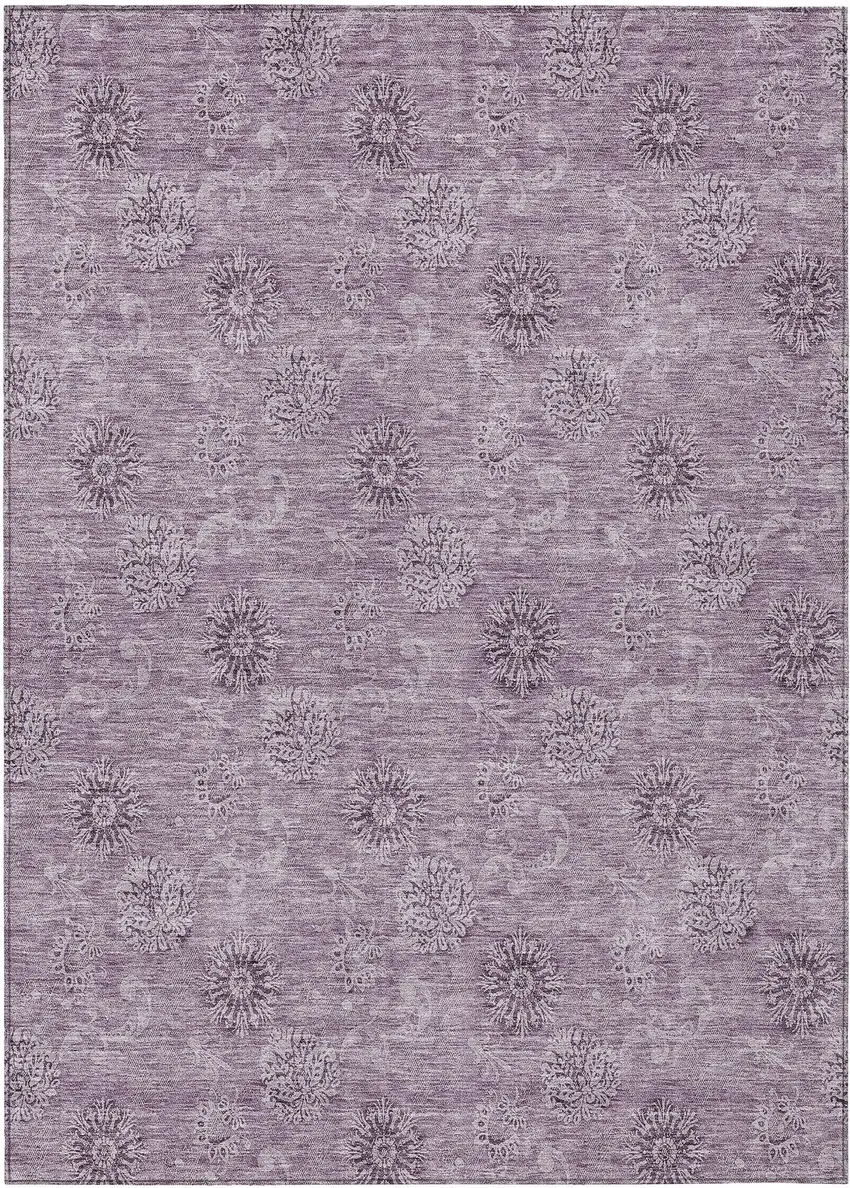 Plum And Purple Floral Washable Indoor Outdoor Area Rug Photo 2