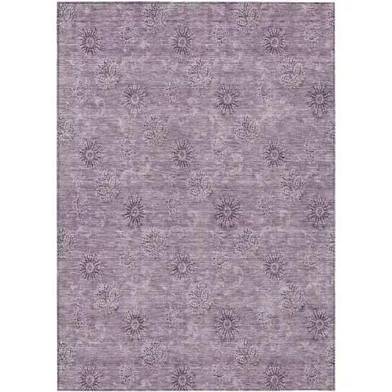 Plum And Purple Floral Washable Indoor Outdoor Area Rug Photo 2