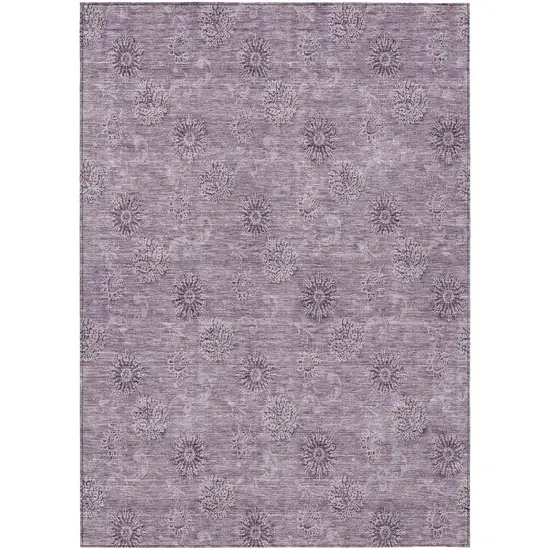 Plum And Purple Floral Washable Indoor Outdoor Area Rug Photo 2