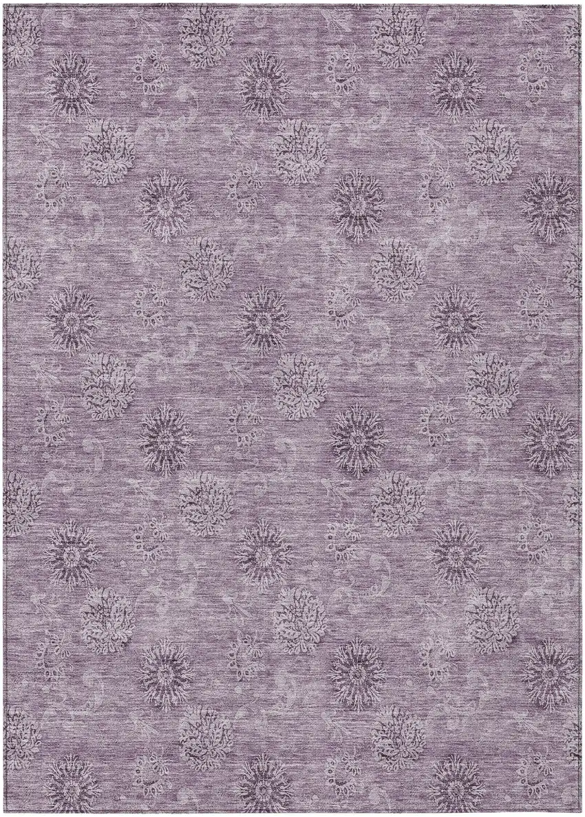 Plum And Purple Floral Washable Indoor Outdoor Area Rug Photo 2