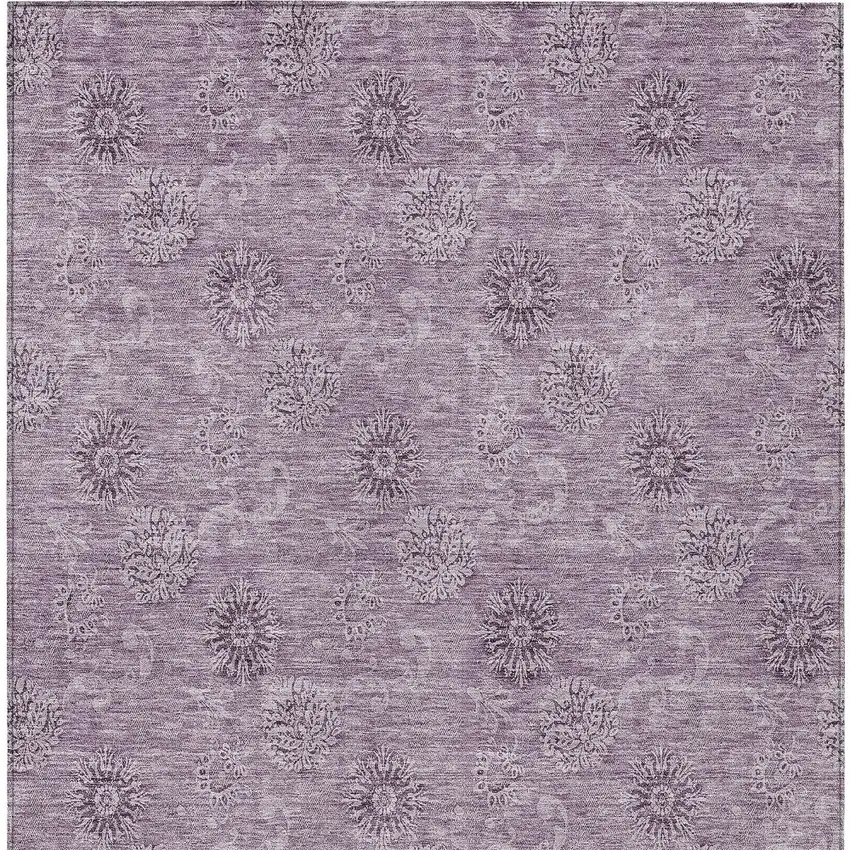 Plum And Purple Floral Washable Indoor Outdoor Area Rug Photo 7