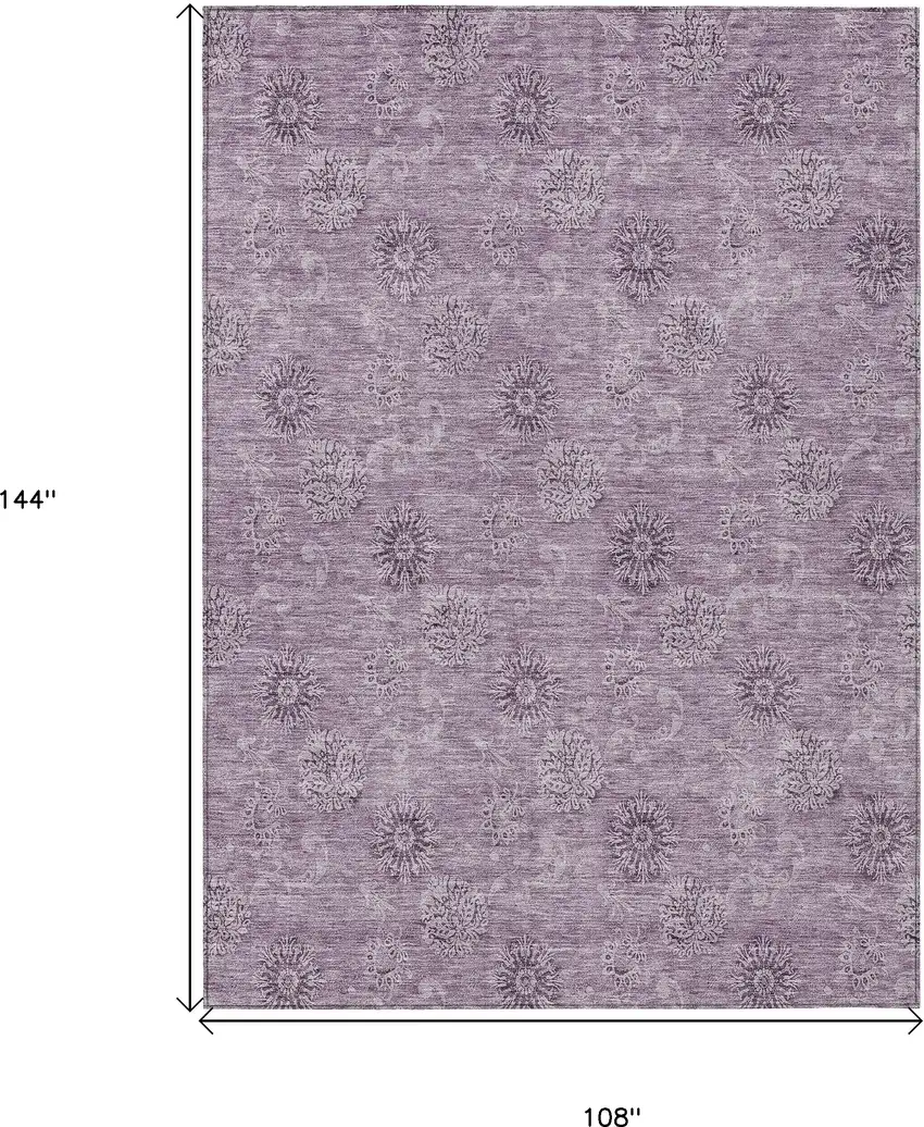 Plum And Purple Floral Washable Indoor Outdoor Area Rug Photo 3