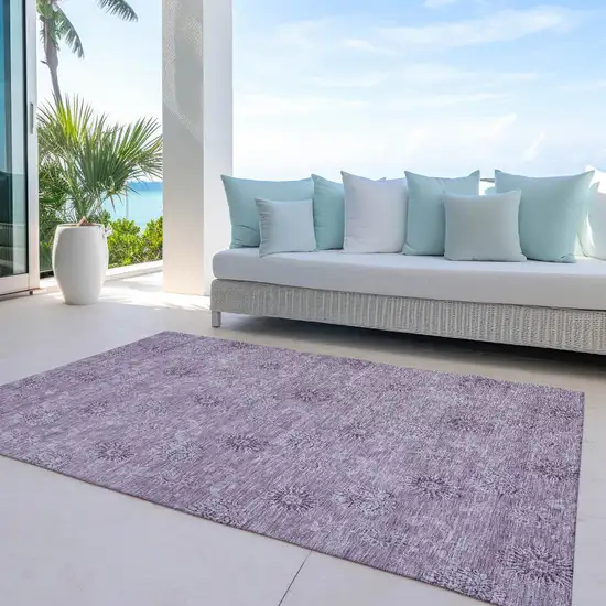 Plum And Purple Floral Washable Indoor Outdoor Area Rug Photo 8