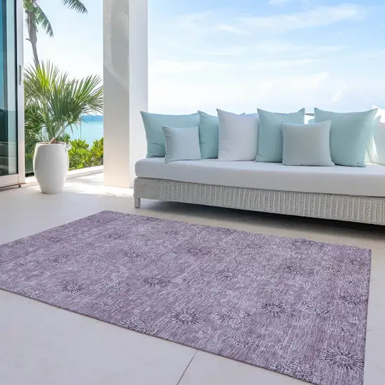 Plum And Purple Floral Washable Indoor Outdoor Area Rug Photo 8