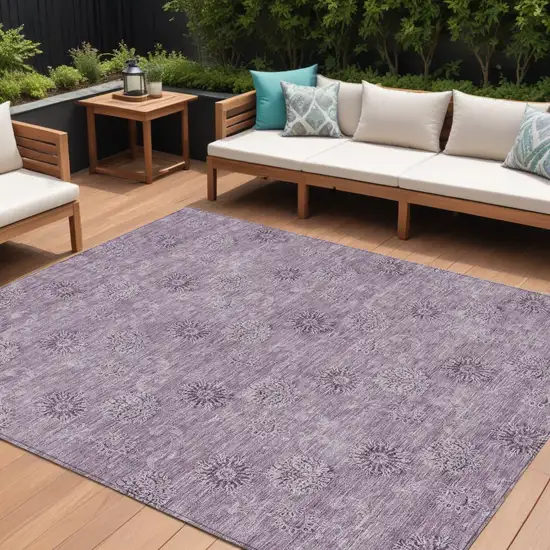 Plum And Purple Floral Washable Indoor Outdoor Area Rug Photo 1
