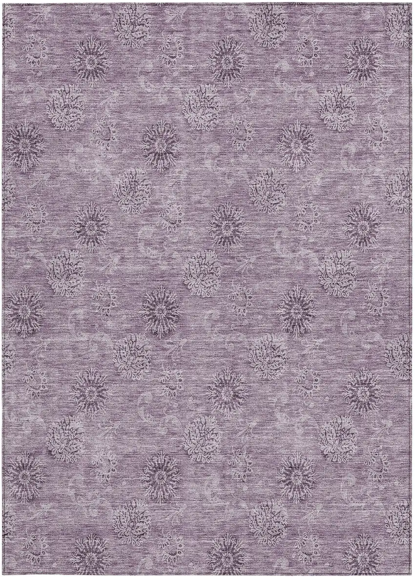 Plum And Purple Floral Washable Indoor Outdoor Area Rug Photo 7