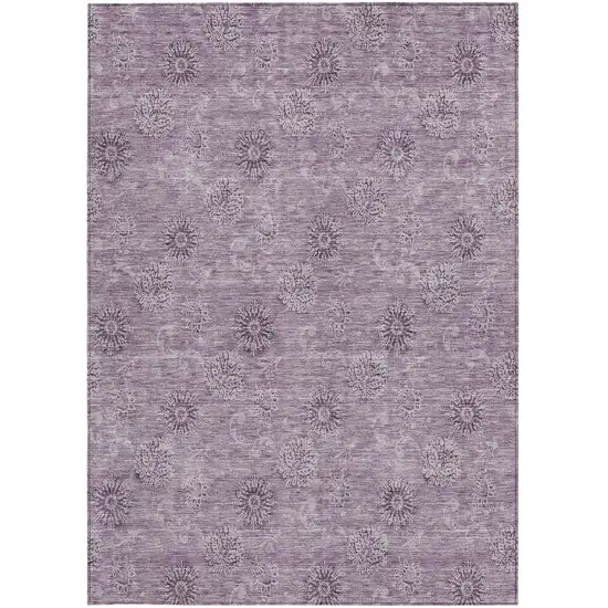 Plum And Purple Floral Washable Indoor Outdoor Area Rug Photo 7