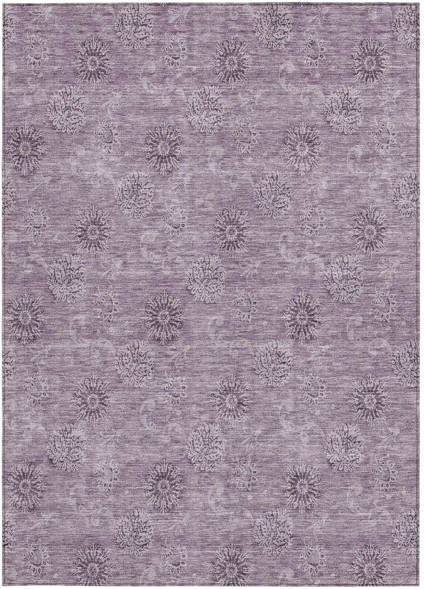 Plum And Purple Floral Washable Indoor Outdoor Area Rug Photo 7