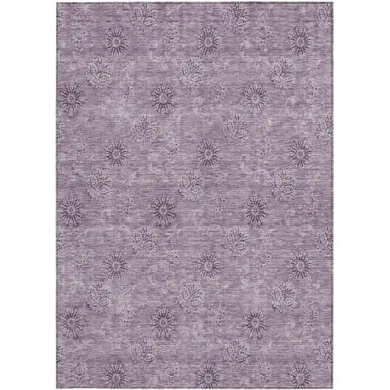 Plum And Purple Floral Washable Indoor Outdoor Area Rug Photo 7