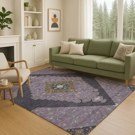 Plum And Purple Geometric Washable Indoor Outdoor Area Rug Photo 5