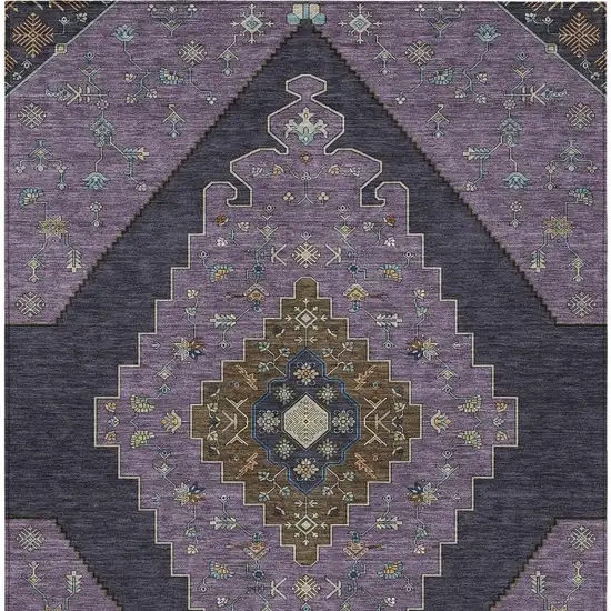 Plum And Purple Geometric Washable Indoor Outdoor Area Rug Photo 3
