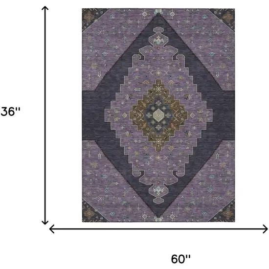 Plum And Purple Geometric Washable Indoor Outdoor Area Rug Photo 9