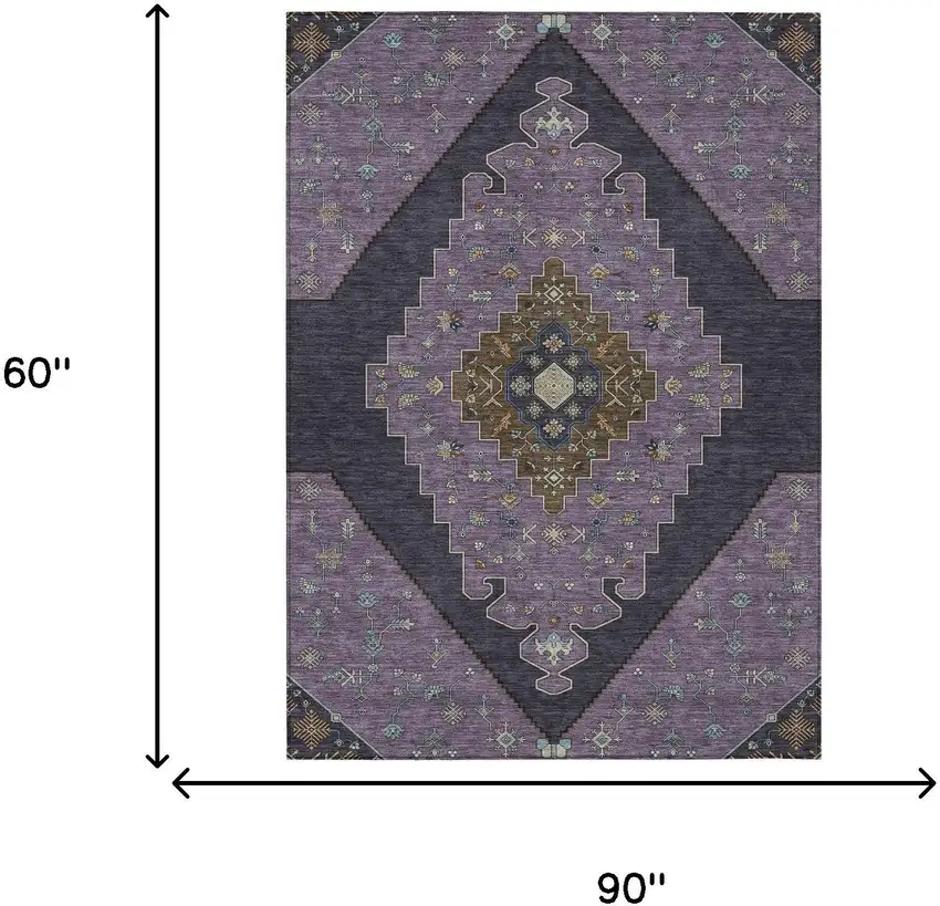 Plum And Purple Geometric Washable Indoor Outdoor Area Rug Photo 9