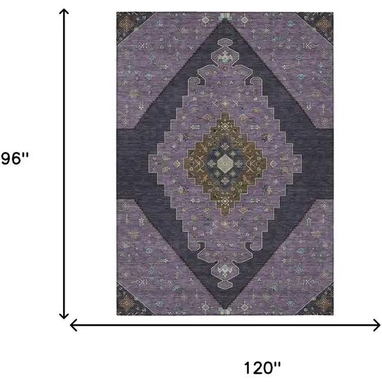 Plum And Purple Geometric Washable Indoor Outdoor Area Rug Photo 9