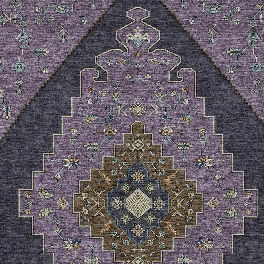 Plum And Purple Geometric Washable Indoor Outdoor Area Rug Photo 2