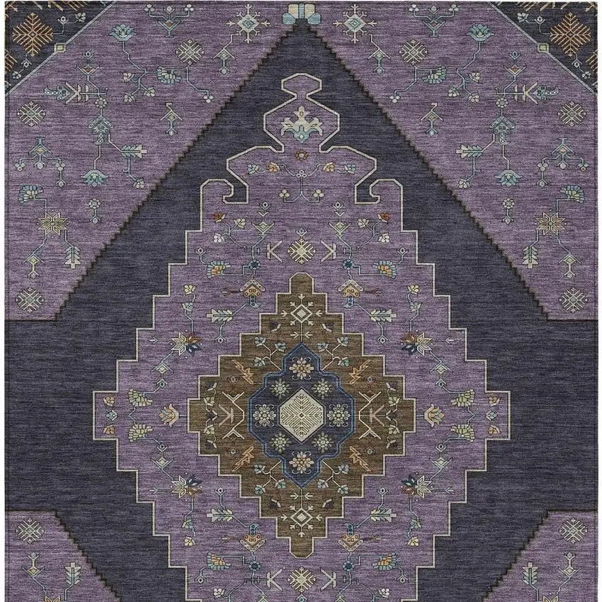 Plum And Purple Geometric Washable Indoor Outdoor Area Rug Photo 3