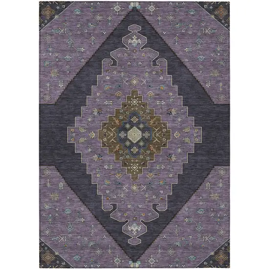 Plum And Purple Geometric Washable Indoor Outdoor Area Rug Photo 1