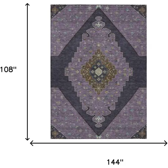 Plum And Purple Geometric Washable Indoor Outdoor Area Rug Photo 9
