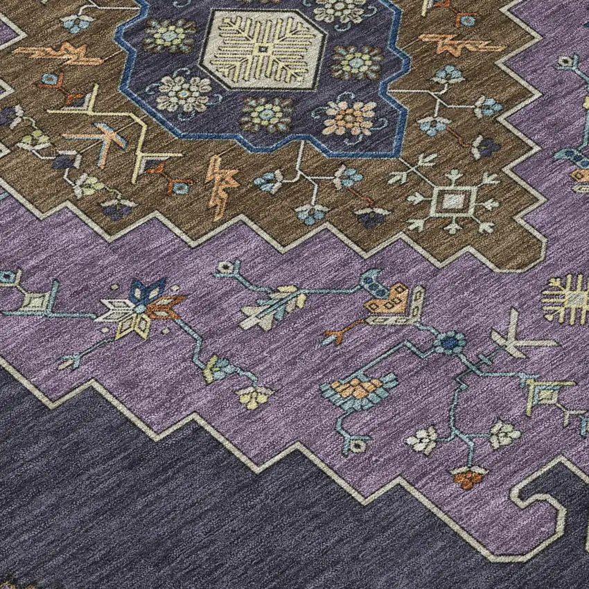 Plum And Purple Geometric Washable Indoor Outdoor Area Rug Photo 4