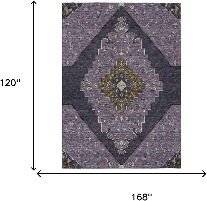 Plum And Purple Geometric Washable Indoor Outdoor Area Rug Photo 9