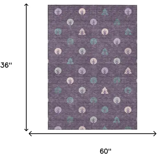 Plum And Purple Geometric Washable Indoor Outdoor Area Rug Photo 7